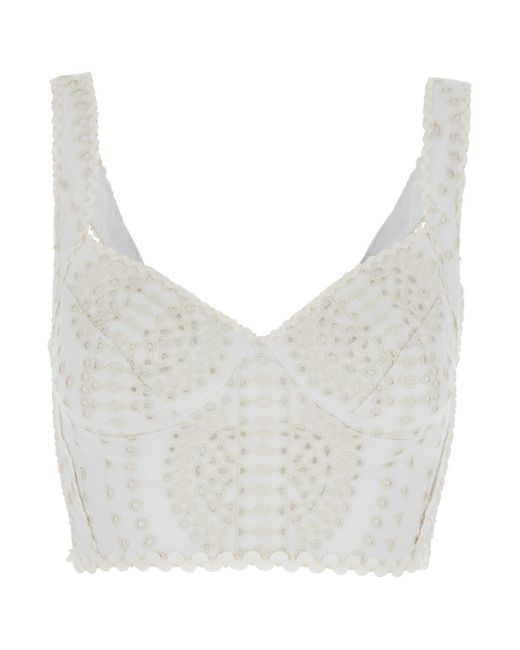 Top 'Goldie' Con Scollo A V Sul Fronte E Design Traforato I di Charo Ruiz in White