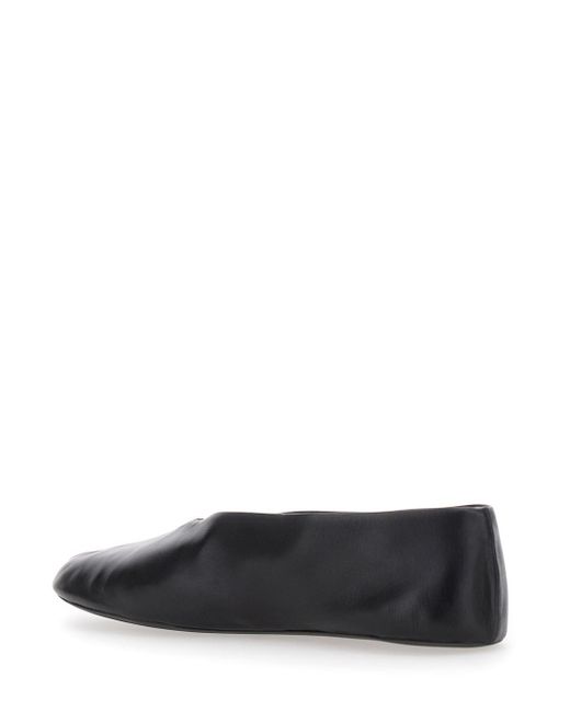 The Row Black 'Stella' Ballet Shoes With Slip-On Style And Almond Toe