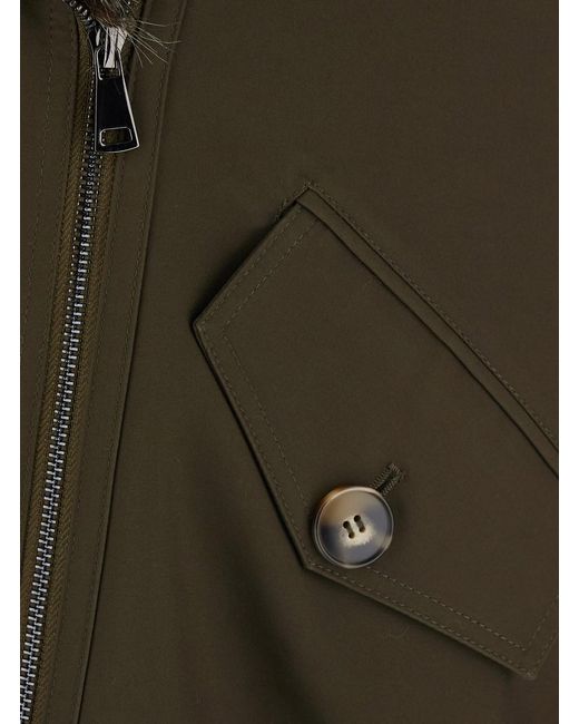 VALENTINI 1972 Green Cotton Hooded Parka With Front Zip Closure For Wo