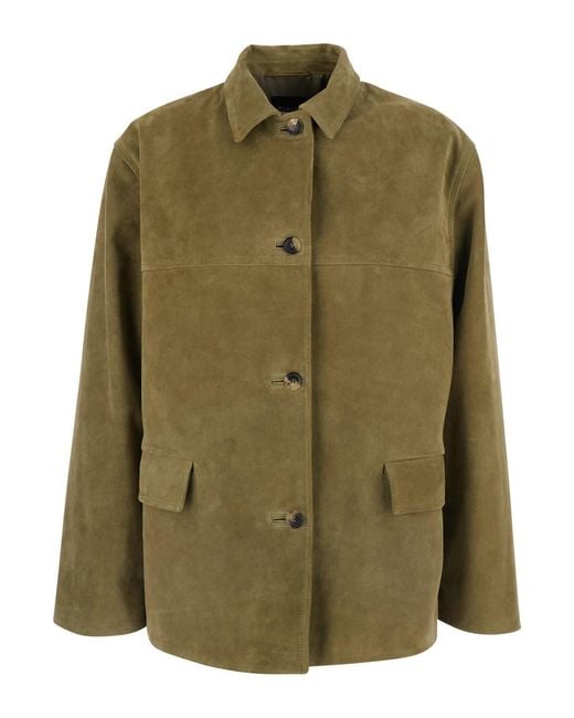 Giacca Con Colletto Classico E Tasche Applicate Sul Fronte In di Le Plain in Green