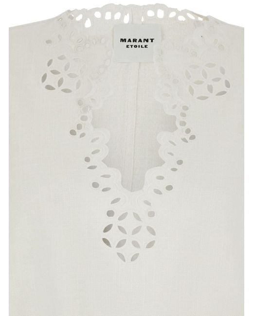 Isabel Marant White 'Shana' Kaftan With Cut-Out Details And Scallop Hem