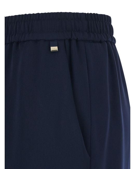 Herno Blue Pants With Drawstring Elastic Waist And Logo Plaque On The Drawstring