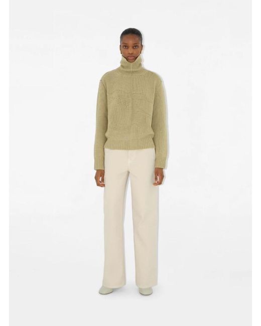 Burberry Green Sweater Ekd Motif Cashmere