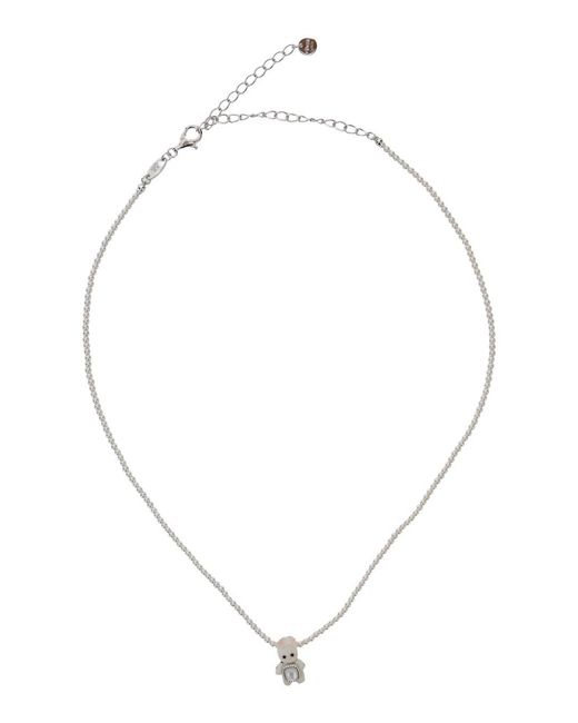 YVMIN White Woven Mini Rabbit Necklace With Mother-Of-Pearl For