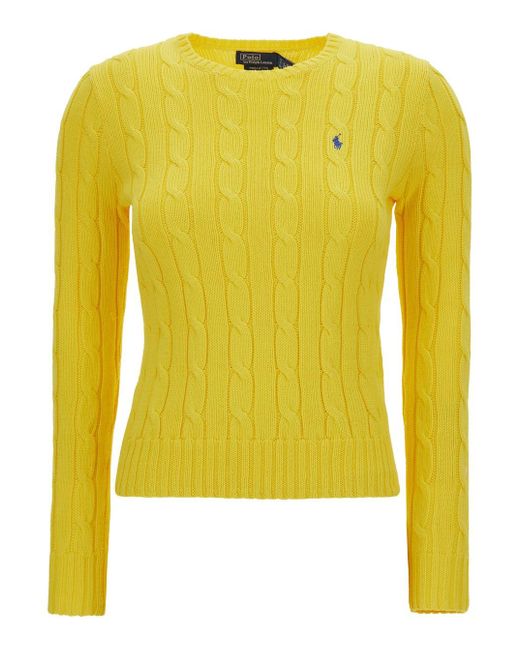 Polo Ralph Lauren Yellow Tight Fit Crew Neck Sweater