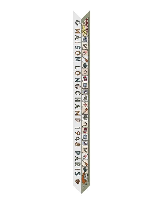 Longchamp White Scarf Soie Print