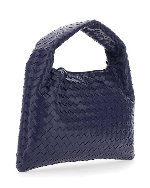 Bottega Veneta Blue 'Hop' Shoulder Bag With Intreccio Motif