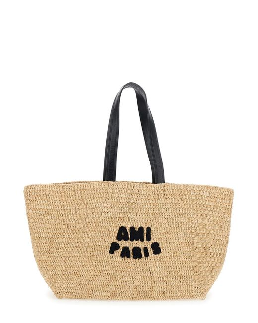 Borsa A Mano Con Due Manici Superiori E Logo Lettering Sul F di AMI in Natural da Uomo