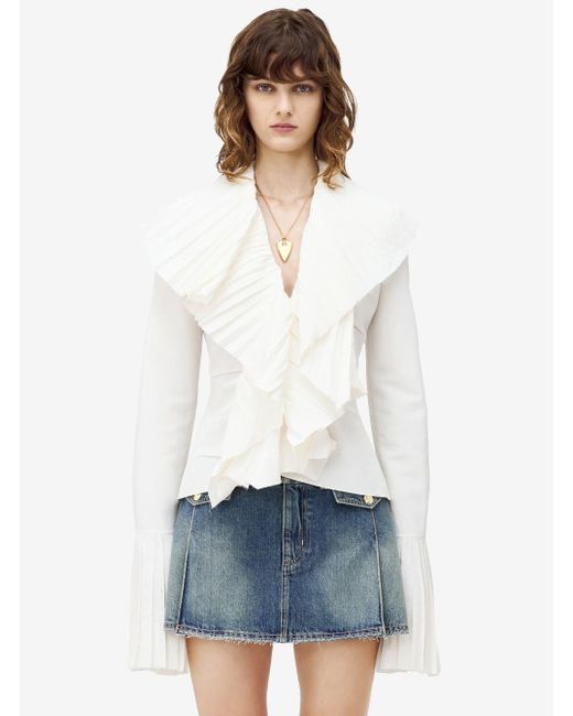 Camicia Con Ruches Sul Fronte di Alexander McQueen in Natural