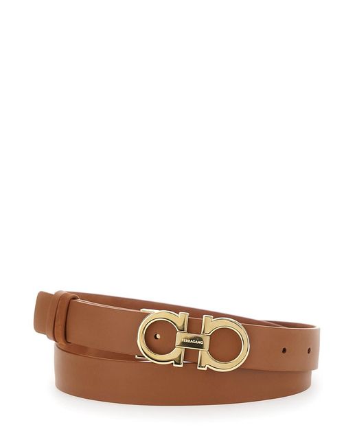 Ferragamo Brown Belt With Gancini Buckle