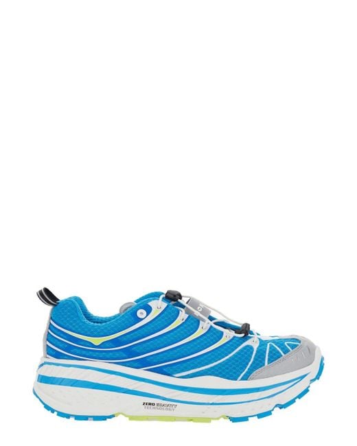 Hoka One One Blue Sneakers With Insert Design And Drawstring Closure
