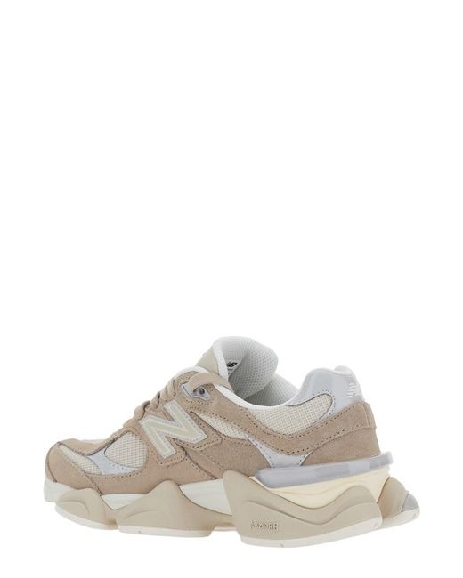 New Balance White Sneakers 9060 With Rubber Sole And Embroidered Logo