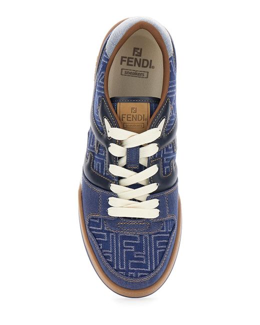 Sneaker Low Top Con Patch Logo Sulla Linguetta di Fendi in Blue da Uomo