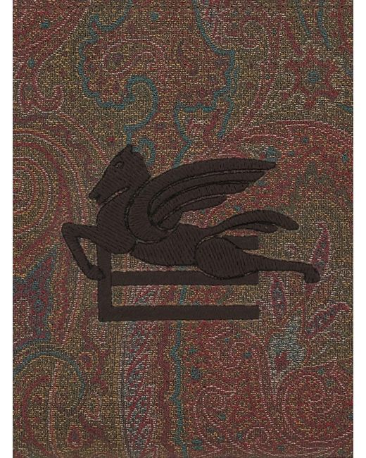 Etro Brown 'Arnica' Clutch With Embroidered Logo On The Front And All-Over Motif