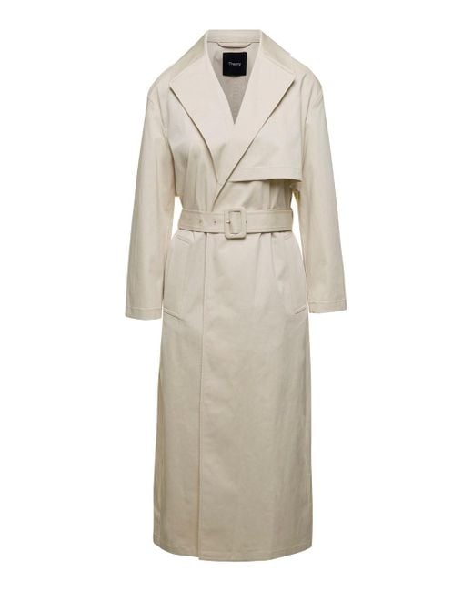 Theory Natural Double- Breasted Trench Coat