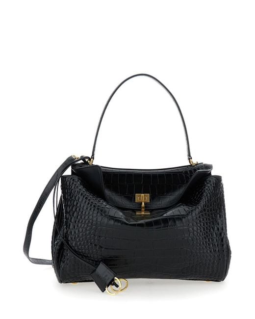 Balenciaga Black 'Rodeo' Handbag With Removable Shoulder Strap