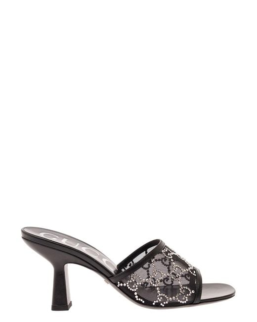 Gucci Black Tom Crystal-embellished Fabric Heeled Mules