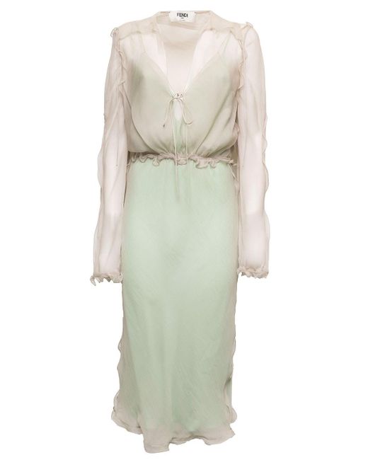Chiffon dress - look 5 di Fendi in White