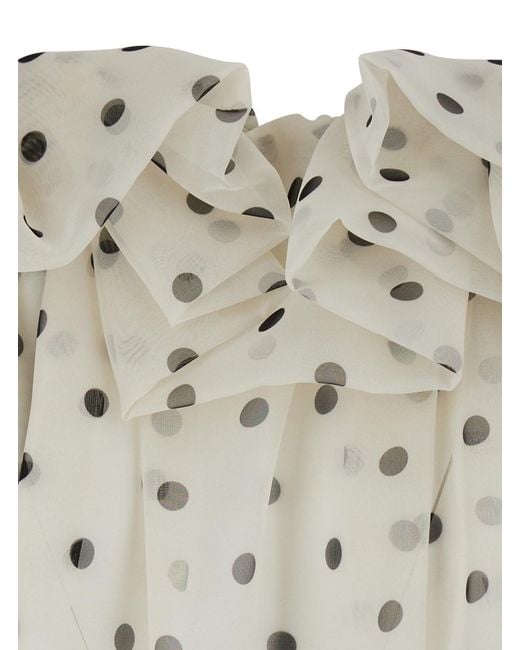 MSGM Gray Top With Polka Dot Print