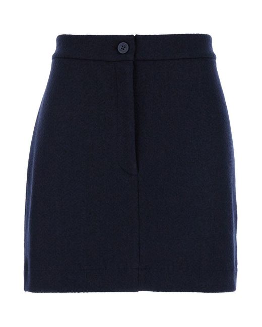 Thom Browne Blue Mini Skirt With Martingala Detail