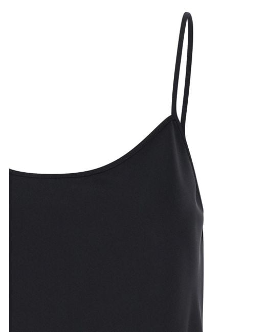 Le Plain Black Tank Top With U Neckline