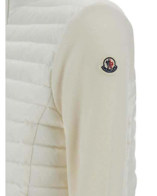 Moncler Gray Technical Wool Quilted High-Neck Cardigan