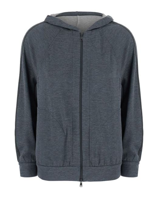 Brunello Cucinelli Gray Hooded Sweatshirt