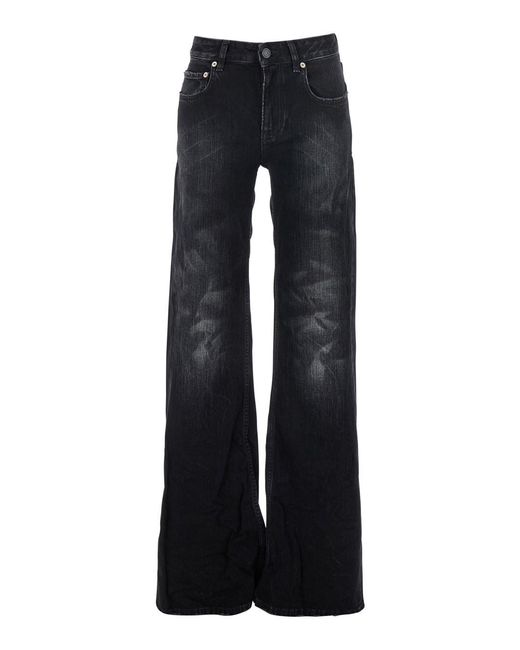 Balenciaga Black Wide Leg Jeans With Faded Effect