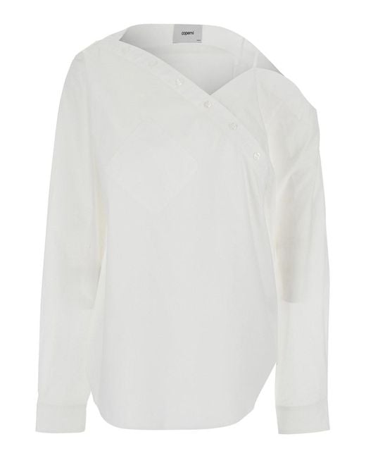 Coperni White 'Heart' Shirt With Asymmetric Buttons And Chest Pocket