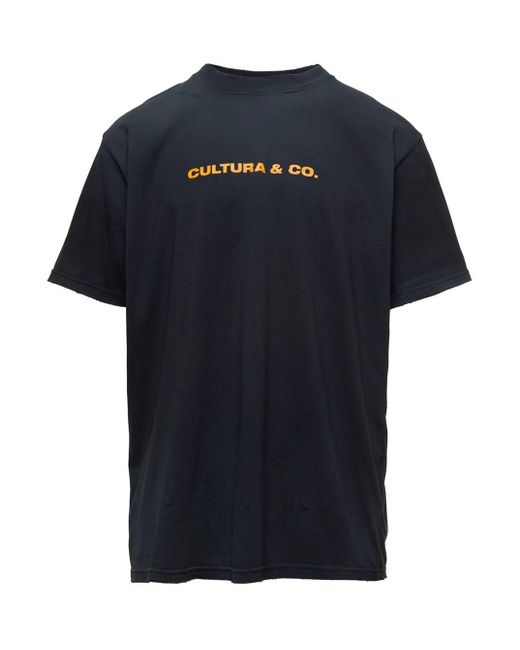 T-Shirt Girocollo Con Stampa & Co di Cultura in Black da Uomo