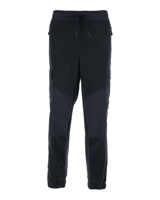 Moncler Blue Pants With Side Logo Patch And Tech Fabric Inse for men