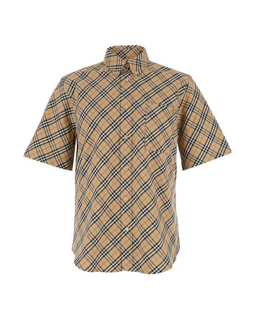 Burberry Natural Shirt With All-Over Vintage Check Motif for men