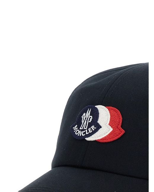 Moncler Blue Baseball Cap With Logo Patch On The Front And Back for men