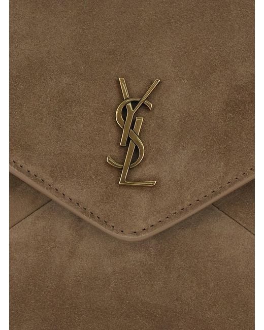 Saint Laurent Brown Ysl Pw Mbag Suede Satin Calf