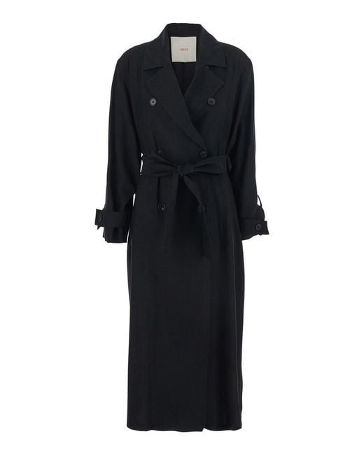 Jucca Black Double-Breasted Trench Coat With Waist Belt