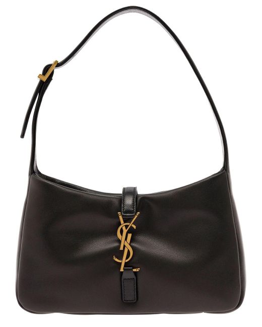 Saint Laurent Black 'le 5 À 7 Padded' Shoulder Bag With Logo Detail In Padded Leather