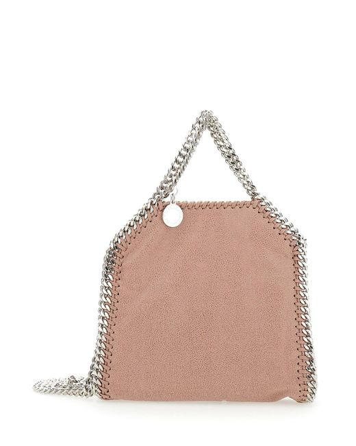 Stella McCartney Natural '3Chain' Tiny Tote Bag With Logo Engraved On Cha