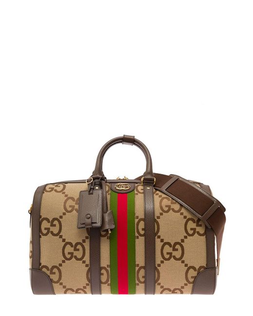 Gucci Brown And Ebony Duffle Bag With Web And Double G Detail for men