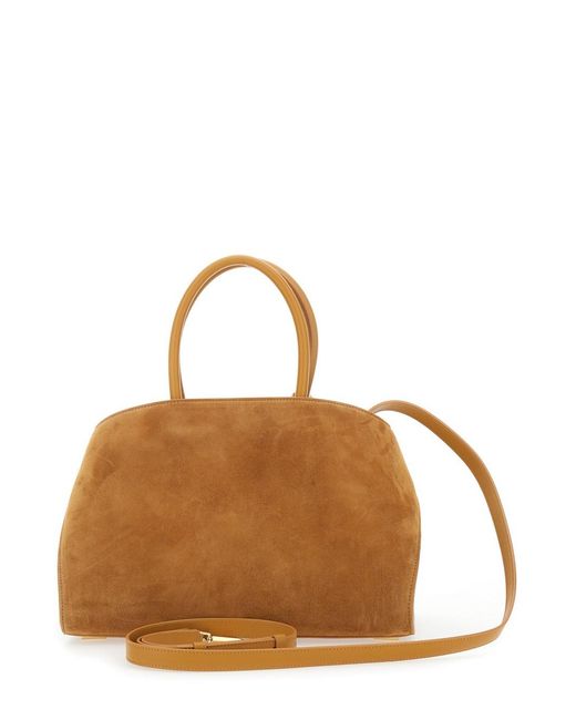 Ferragamo Brown 'Hug' Beigesmall Handbag With Logo And Gancini Buckle