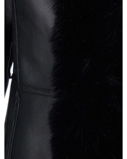 Urbancode Black Long Fur Coat With Reversible Design
