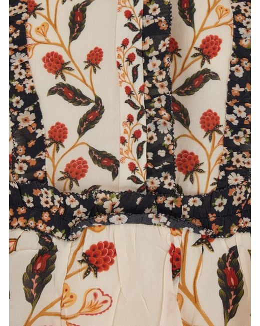 Farm Rio Natural Floral Print Ruched Dress