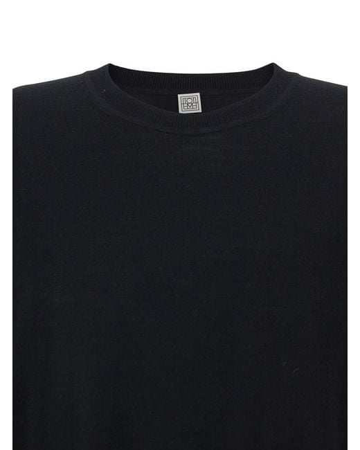 Totême  Black Long Dress Girocolo Wool