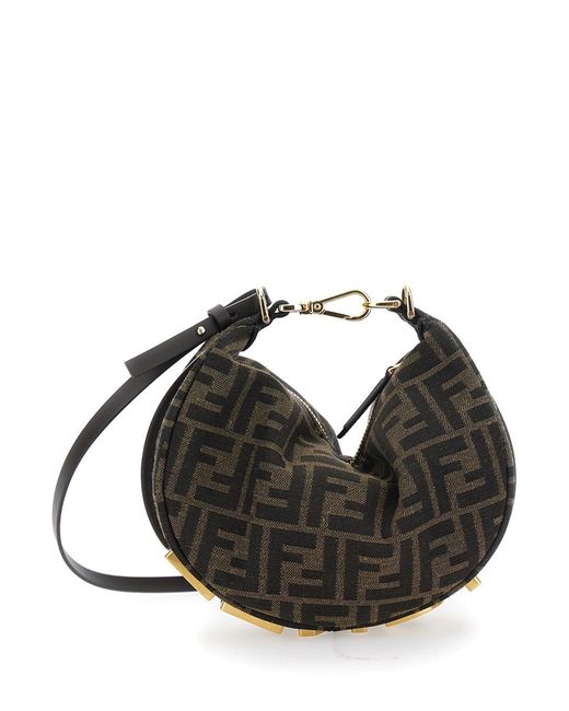 Fendi Black 'Graphy' Mini Handbag With All-Over Ff Motif And Meta