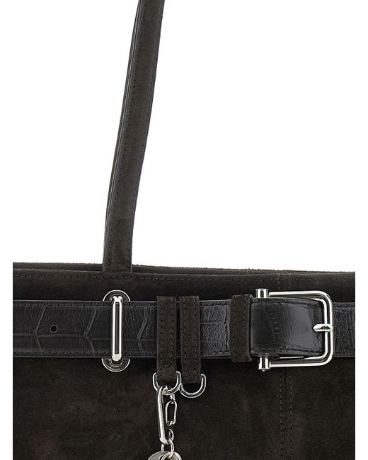 OSOI Black Shoulder Bag With Belt Detail And Pendant Keys