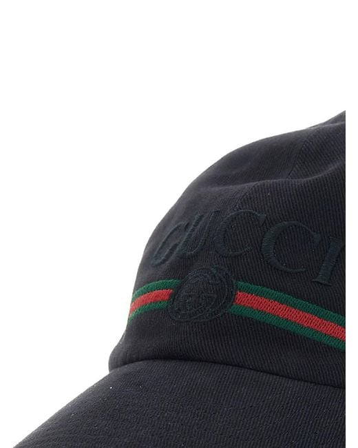 Gucci Blue Fake' Hat With Embroidered Logo On The Front