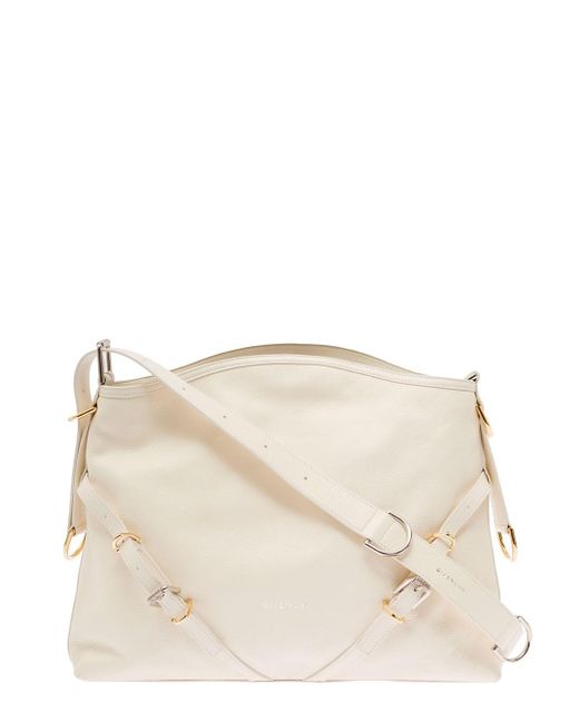 Givenchy Natural 'Voyou' Shoulder Bag With Embossed Logo