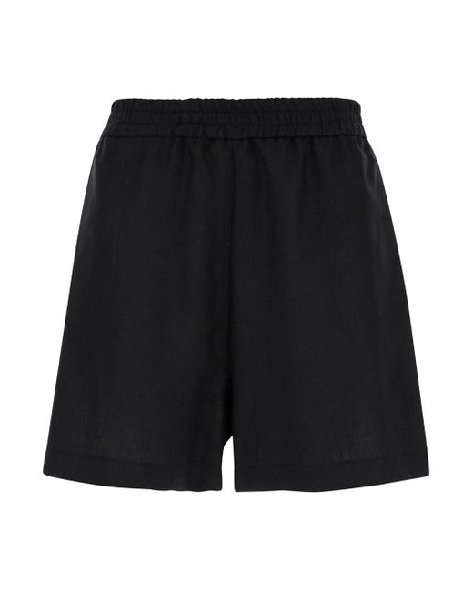 Plain Black Bermuda Short With Elastic Waistband