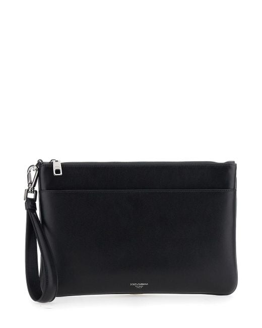 Clutch Con Cinturino Da Polso Removibile E Logo Letter di Dolce & Gabbana in Black da Uomo