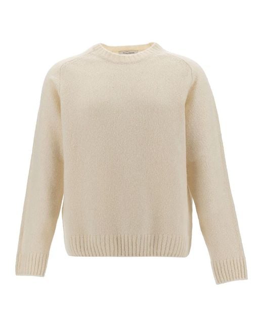 GAUDENZI White Crewneck Sweater With Ribbed Finishes for men