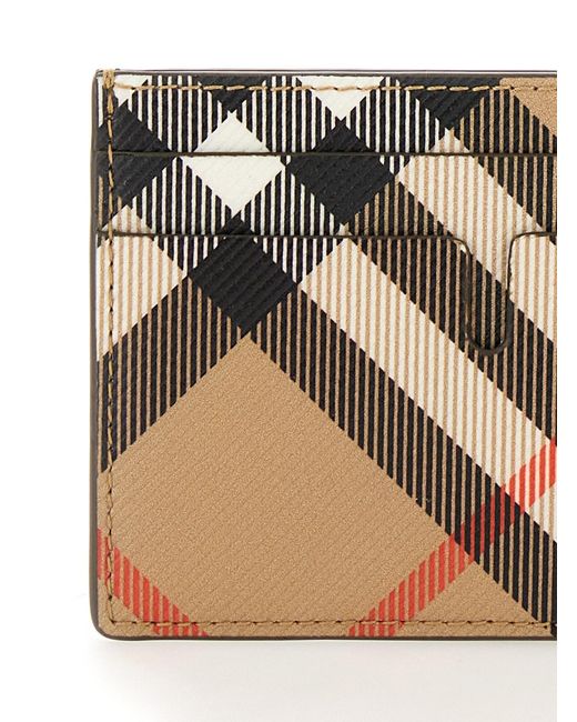 Burberry Brown Card Holder With All-Over Check Motif for men